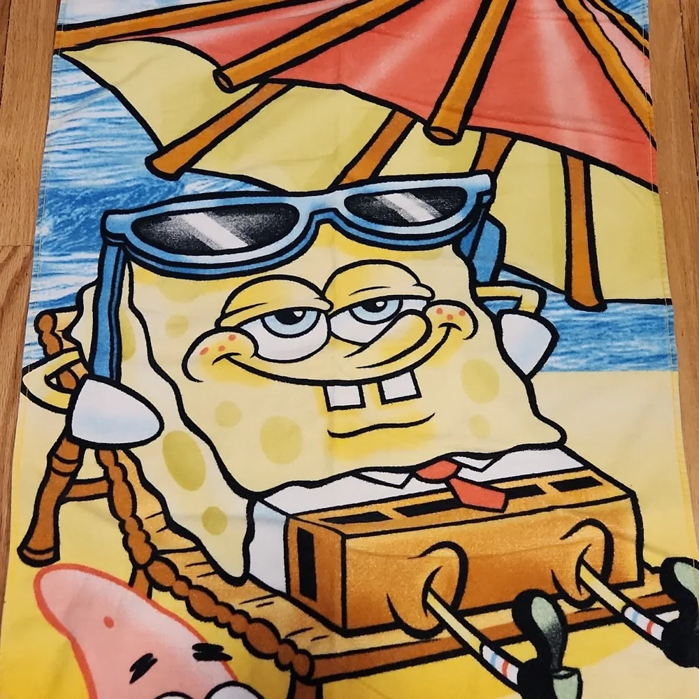 Vintage Nickelodeon Spongebob Squarepants Beach Towel 2003 Summer Vacation Swim